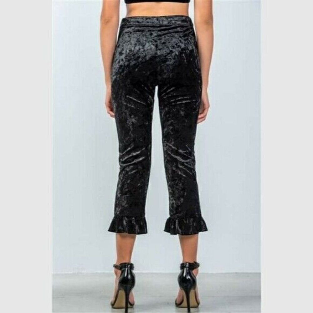 Cropped Black Ruffle Pants - Picture 2 of 11